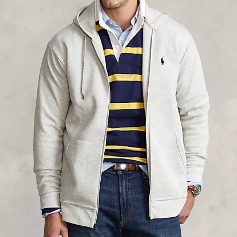 Ralph Lauren Big And Tall Double Knit Full Zip Hoodie in Heather